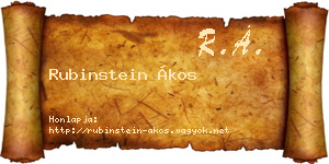 Rubinstein Ákos névjegykártya